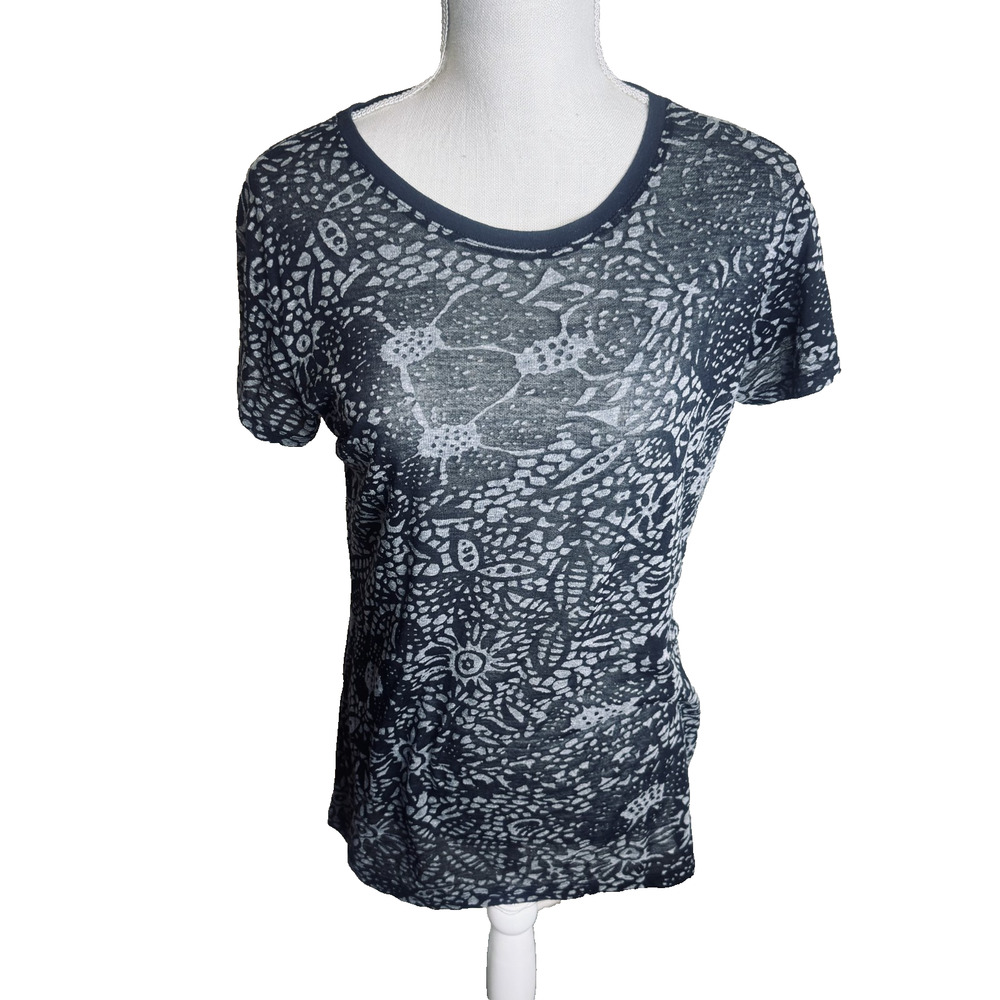 LOL Vintage Short Sleeve T-Shirt black floral whimsigoth grunge burnout sheer XL
